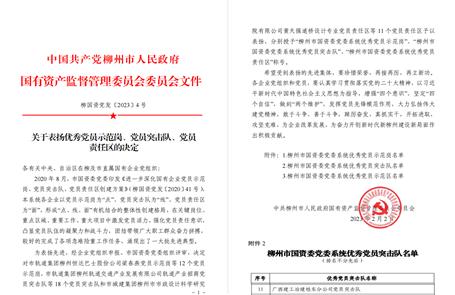 冶建公司黨員突擊隊榮獲“柳州市國資委黨委系統(tǒng)優(yōu)秀黨員突擊隊”